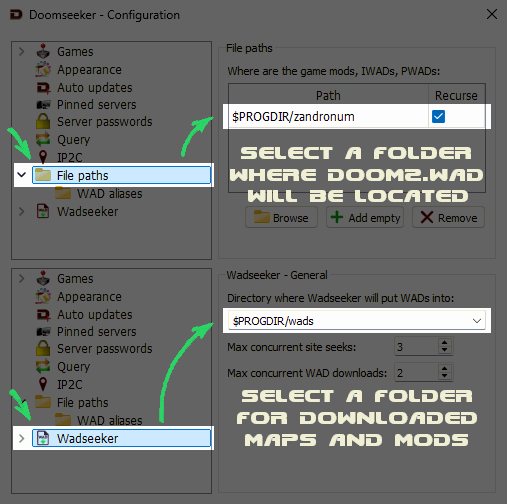 How to configure Zandronum file paths